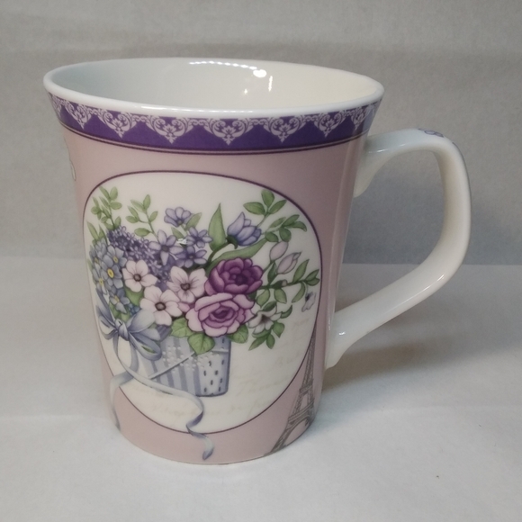 All For You MUG Purple & Blue Flowers in Basket Butterfly Eiffel Tower 12 oz Cup - Picture 12 of 12